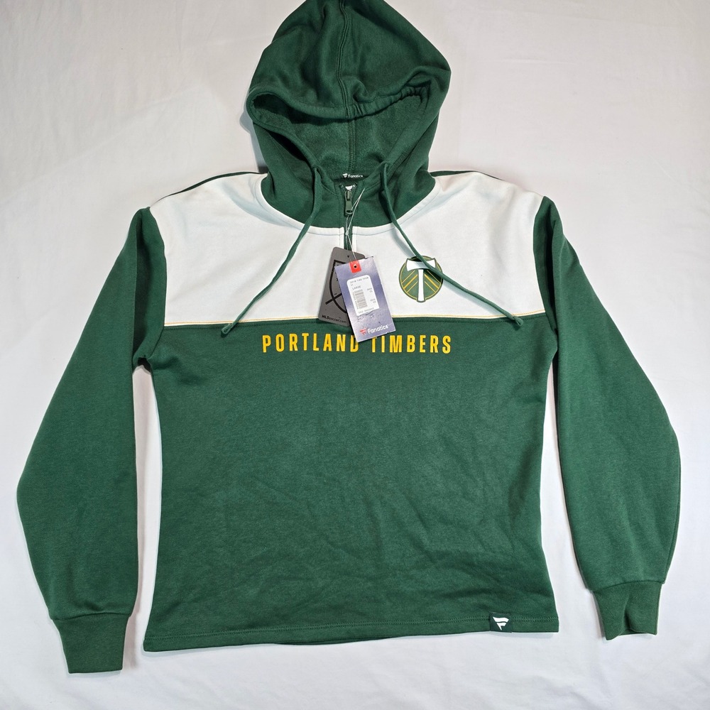 Fanatics Portland Timbers MLS Womens Quarter Zip Hoodie Green White Large NEW